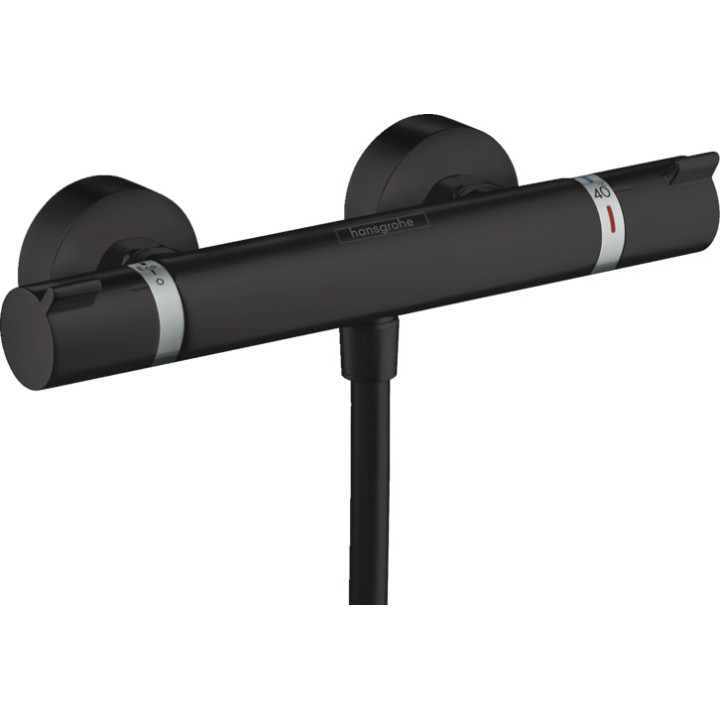 Badewannen- Armattur thermostatisch Hansgrohe Ecostat Comfort, Aufputz, 2 Empfänger, schwarz matt