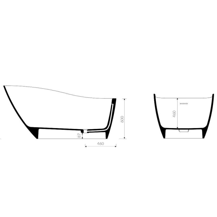 Badewanne freistehend Marmorin Mia 1678x894x790 mm weiß