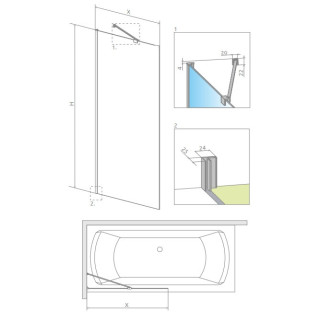 Parawan nawannowy Radaway Euphoria PNJ 60, Glas transparent, 600-610x1500mm, profil Chrom