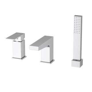 Wannenbatterie Oltens Gota, mit 3 Anschlüssen, Dusch-Set, Chrom