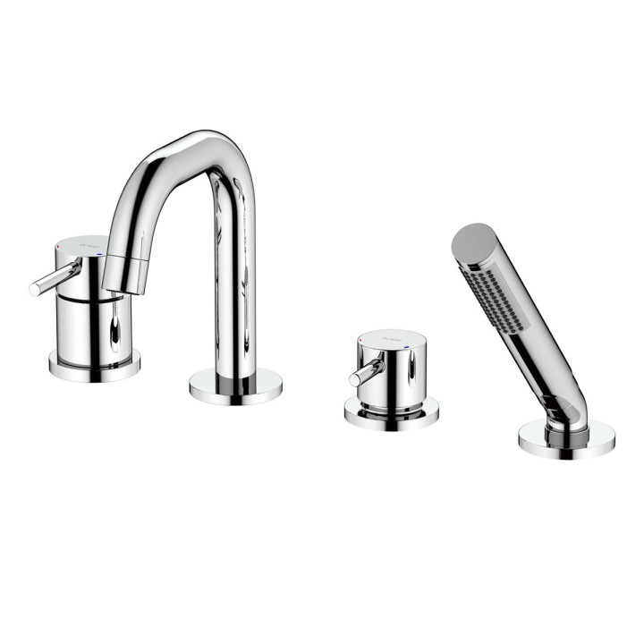 Badewannen- Armattur mit 4 Anschlüssen Oltens Molle, komplett, mit Brauseset, schwarz matt