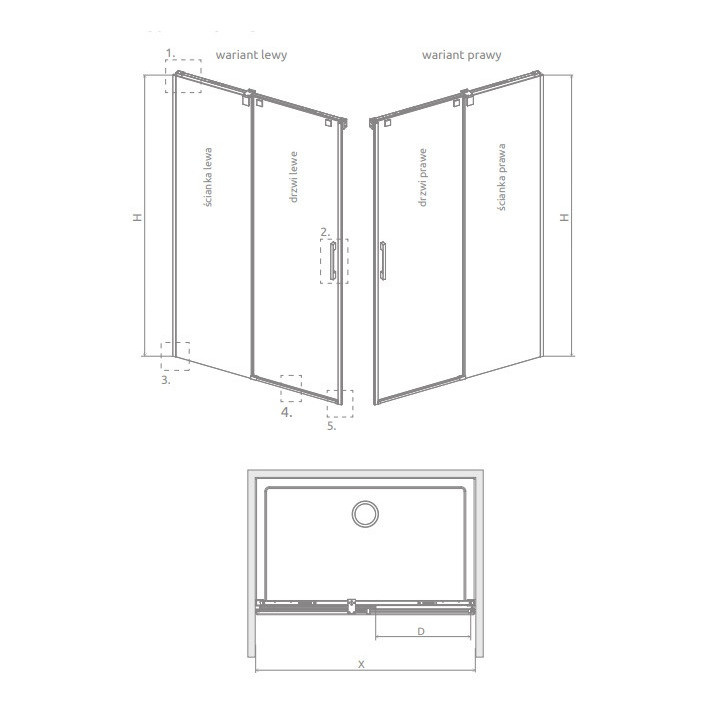 Front Kabine prysznicowej Radaway Espera Pro KDJ 140, lewy, 1400x2000mm, ciche domykanie, profil Chrom