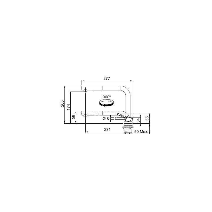 Armatur podokienna mit herausziehbarem Auslauf Franke WINDOW PULL-OUT - chromowana