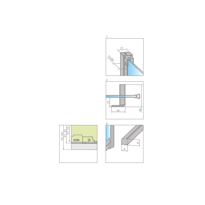 Tür für Duschkabine Radaway Nes 8 Black KDJ B 100, rechts, Falt-, 1000x2000mm, schwarz profil
