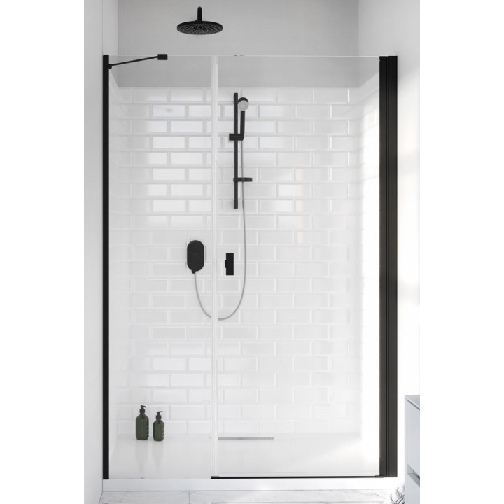 Front für Duschkabine Radaway Nes 8 Black KDS I 140,  Tür links, Glas transparent, 1400x2000mm, schwarz profil