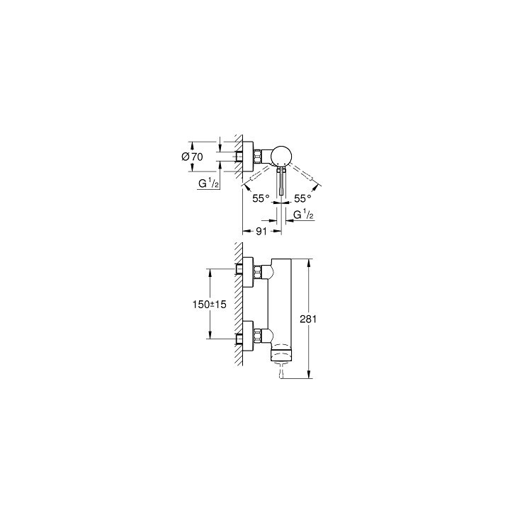  Brausearmatur Grohe Essence zur Wandmontage, Einhebel-, szer. 281 mm - Warm sunset