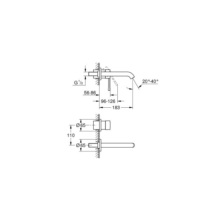 Waschtischarmatur mit 2-Anschlüssen Grohe Essence, Unterputz - brushed hard graphite