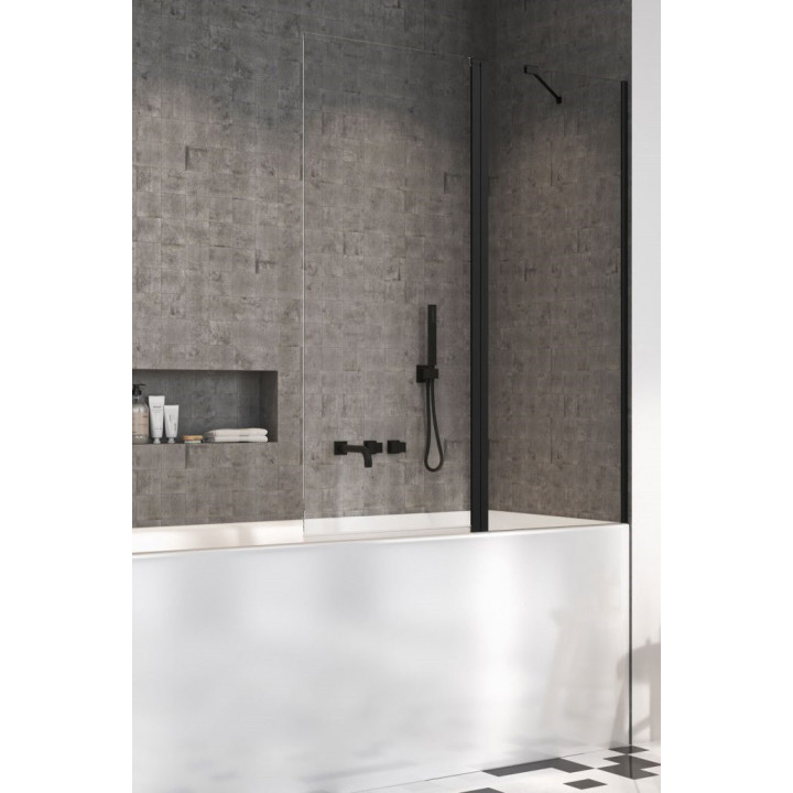 Parawan nawannowy Radaway Nes Black PND I, lewy, Glas transparent, składany, 100x150cm, schwarz profil