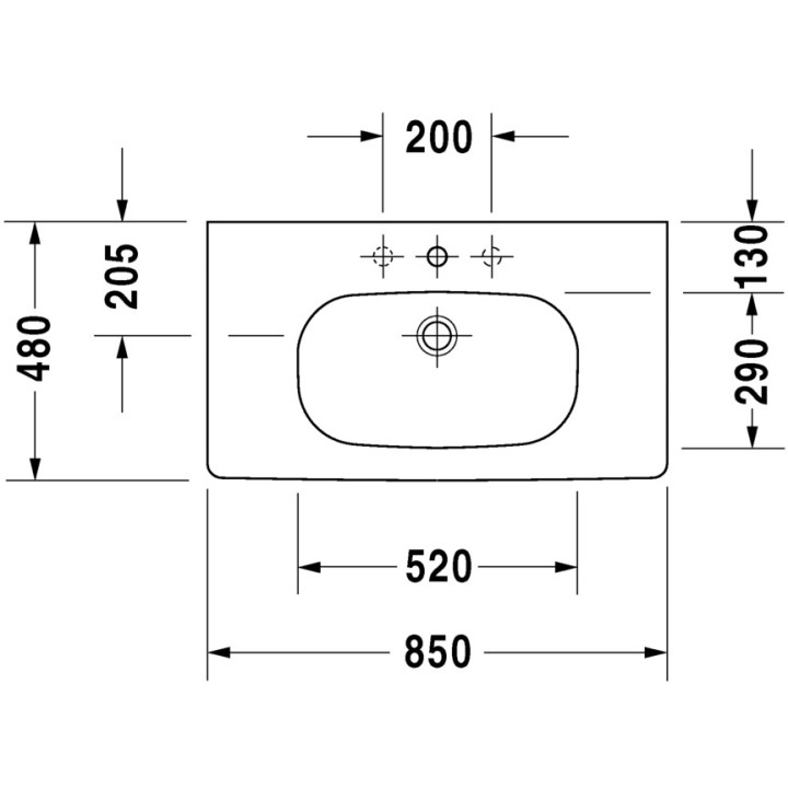 Waschtisch mit unterschrank Duravit D-Code, 85x48cm, jeden otwór pod baterię, weiß