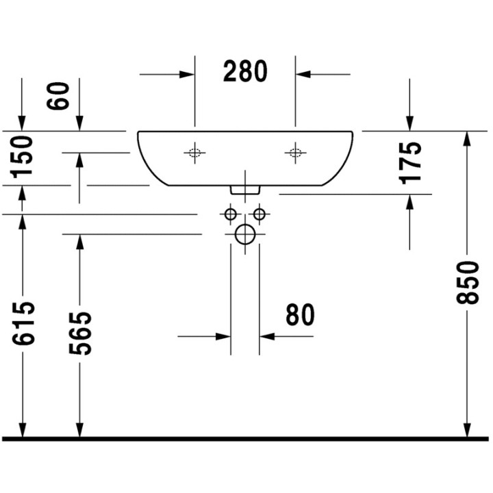 Waschtisch zur Wandmontage Duravit D-Code Med, 55x43cm, otwór pod baterię, ohne Überlauf, weiß