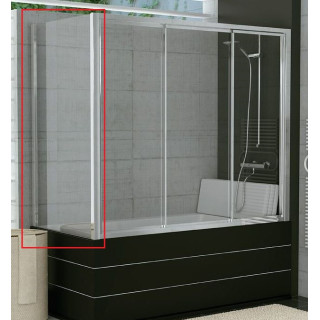 Seitenwand für Wannenaufsatz SanSwiss TOP-Line 80 cm, silbern matt, transparentes Glas