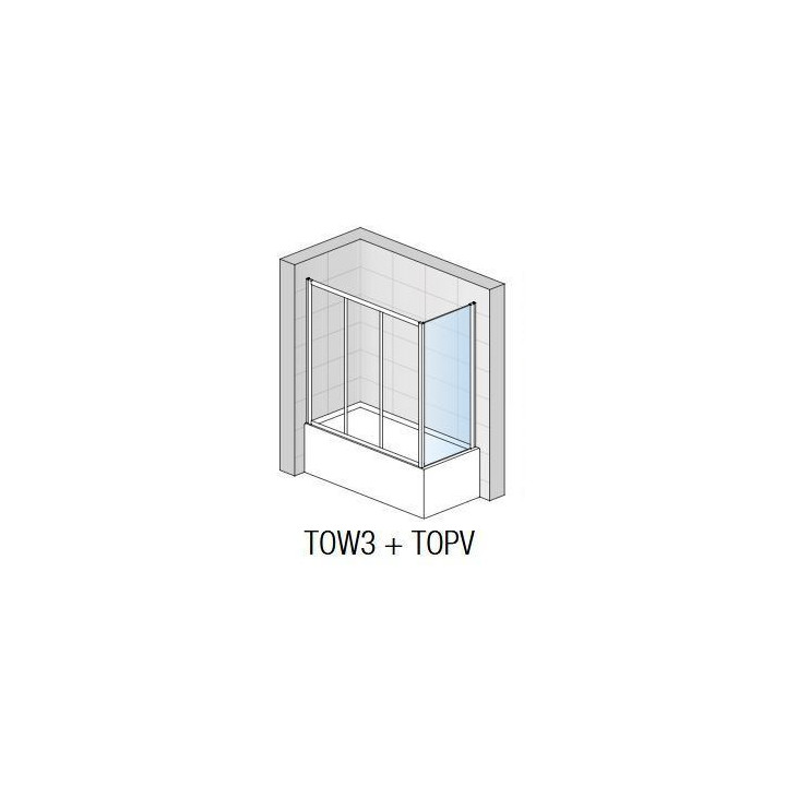 Seitenwand für Wannenaufsatz SanSwiss TOP-Line 80 cm, silbern matt, transparentes Glas