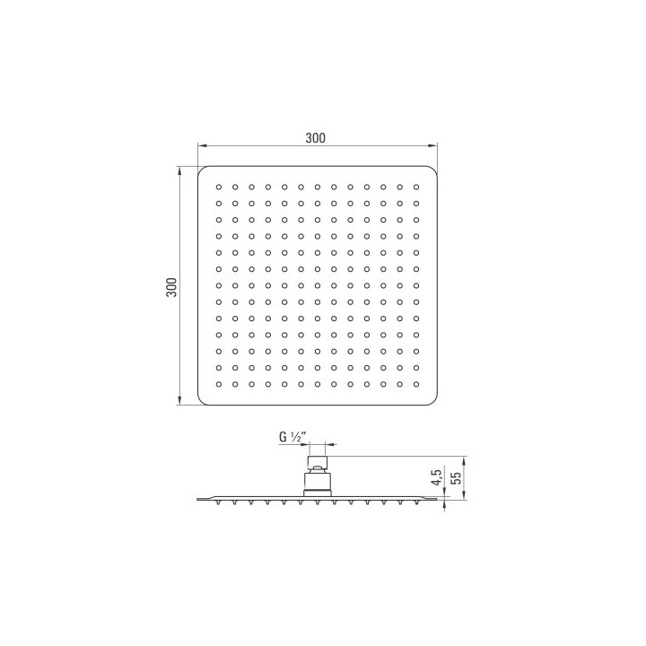 Kopfbrause Deante Floks, Brausekopf quadratisch, 30x30cm, schwarz matt