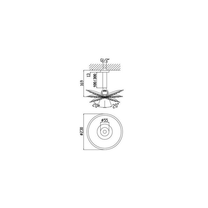 Kopfbrause Ø230 mm mit Arm sufitowym, Bruma - Chrom