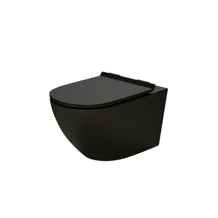 Becken WC hängend Massi Decos Rimless, bezrantowa, 55x36cm, WC-Sitz mit Softclosing, schwarz matt