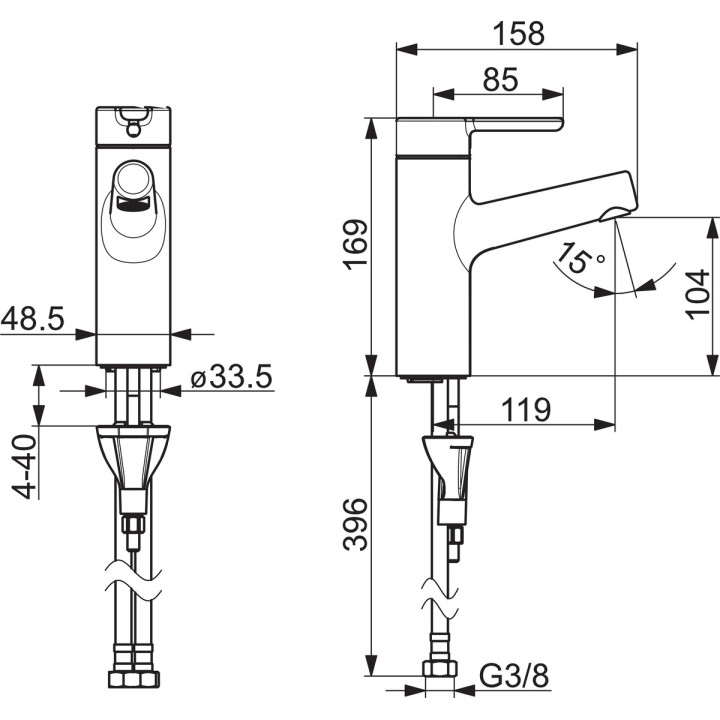 Waschtischarmatur Oras Inspera, stehend, Höhe 169mm, zawór spustowy, Chrom