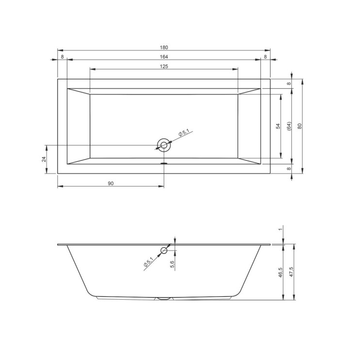 Badewanne rechteckig 170x75cm Riho Lugo weiß 170L- sanitbuy.pl