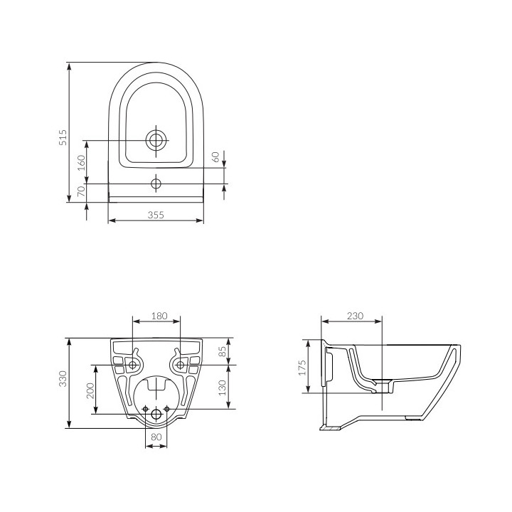 Bidet zawieszany Cersanit Crea, oval, 51x35cm, weiß