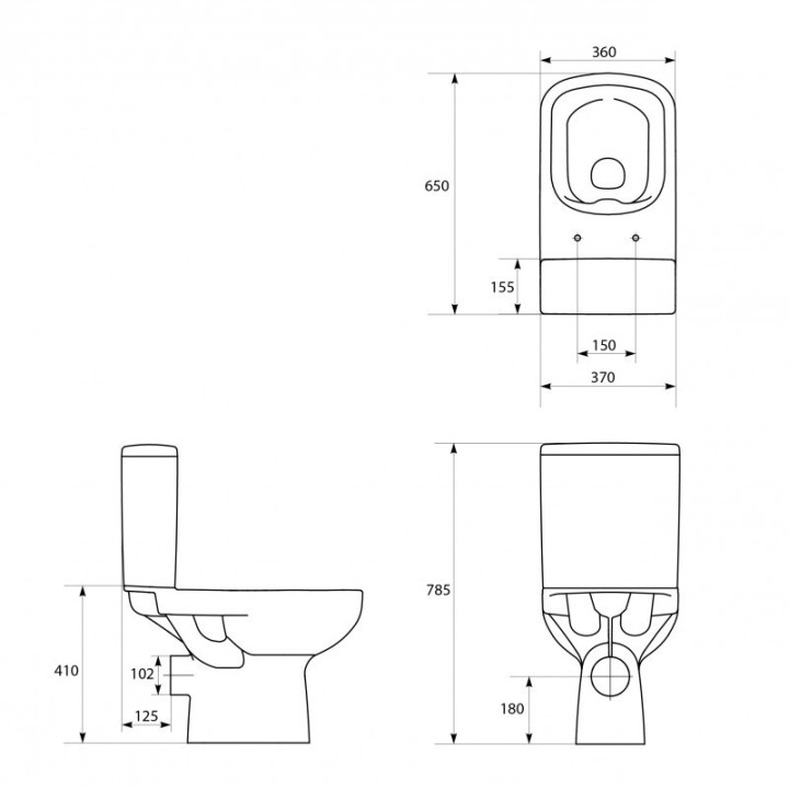Kompakt WC Cersanit City CleanOn, 67x37,5cm, Becken bezkołnierzowa, Sitz slim duroplastowa mit Softclosing, Abfluss poziomy, dop