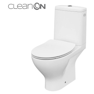 Kompakt WC Cersanit Moduo CleanOn, bezkołnierzowa Becken, 65,5x35,5cm, WC-Sitz mit Softclosing, Abfluss poziomy, doprowadzenie w