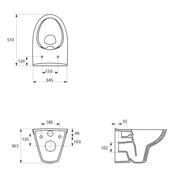 Becken zawieszana Cersanit Delfi, abgerundet, 52x35,5cm, duroplastowa Sitz, weiß