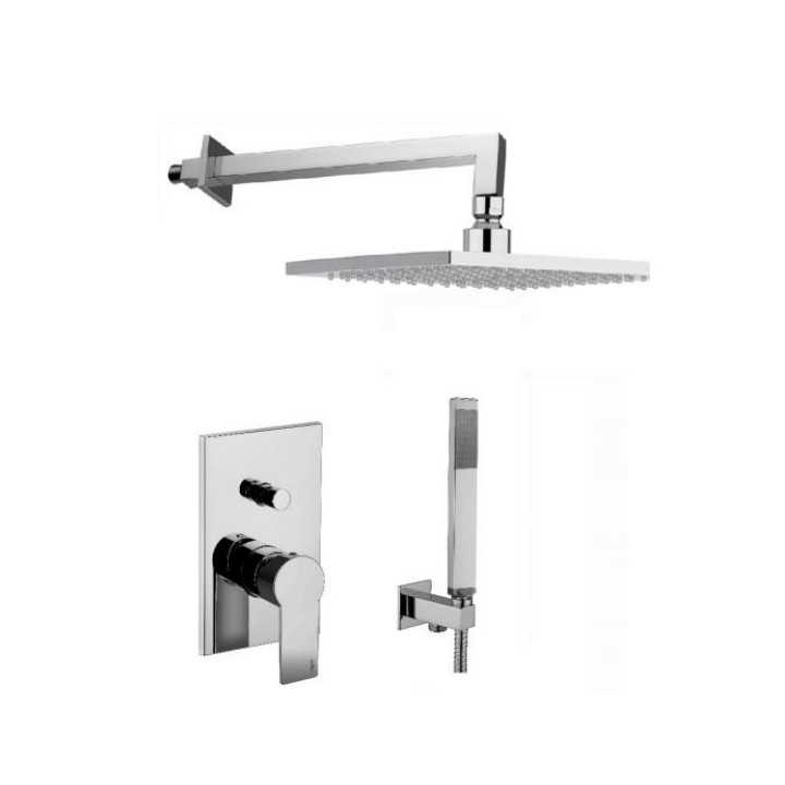 Dusch-set Paffoni Tango, Unterputz, Kopfbrause 20x20cm, Arm Wand- 400mm, Chrom