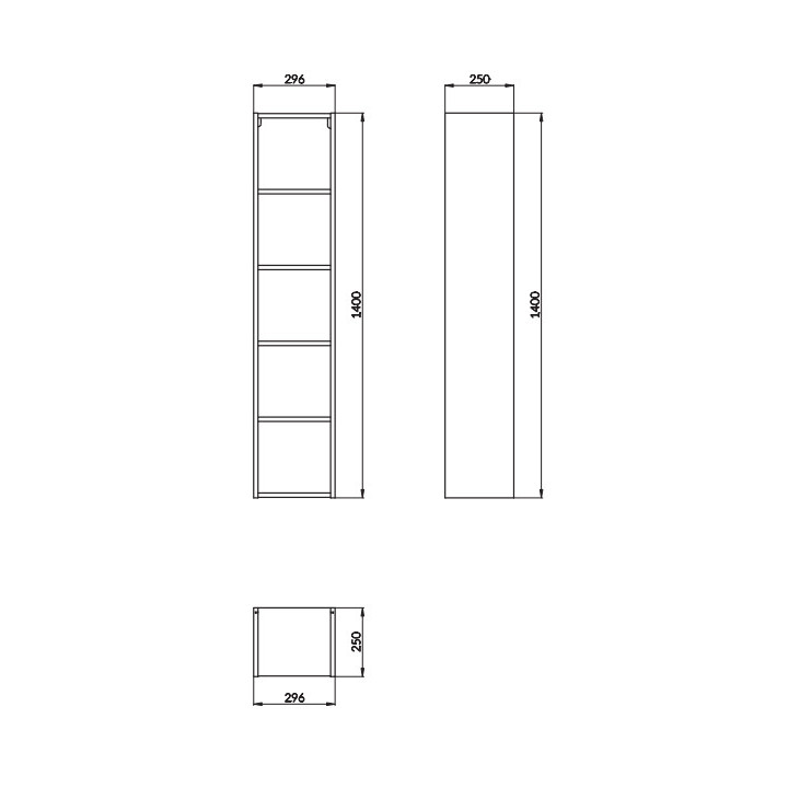 Pfosten Cersanit Crea, Höhe 140cm, otwarty, weiß