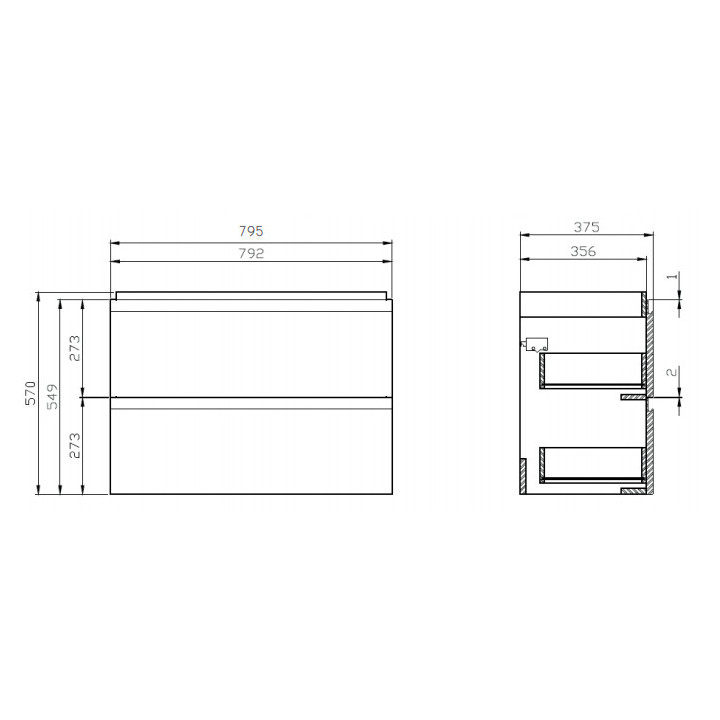 Schrank Unterbau- Cersanit Moduo 80, hängend, weiß