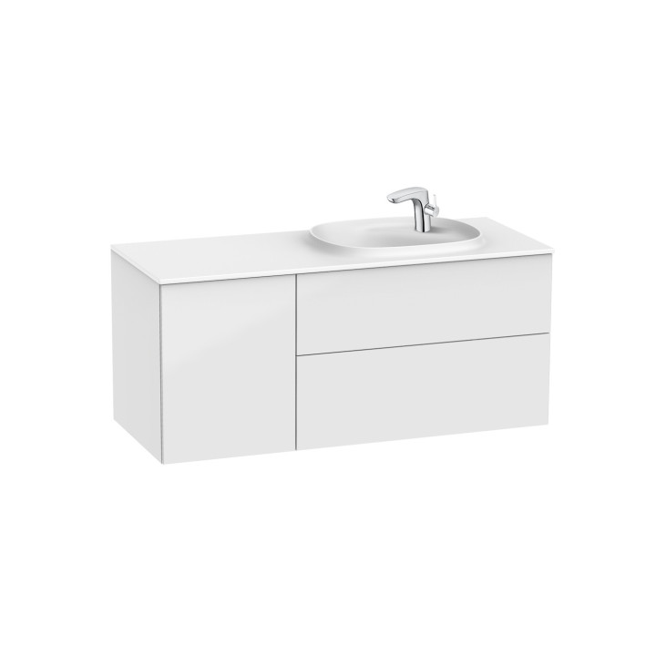 Set łazienkowy Roca Unik Beyond, 120x50cm, Waschtisch Surfex links, weiß Glanz