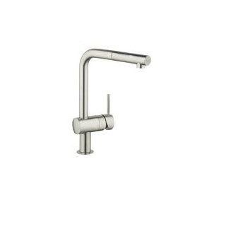Bateria kuchenna Grohe Minta z wyciąganą wylewką z perlatorem Supersteel- sanitbuy.pl