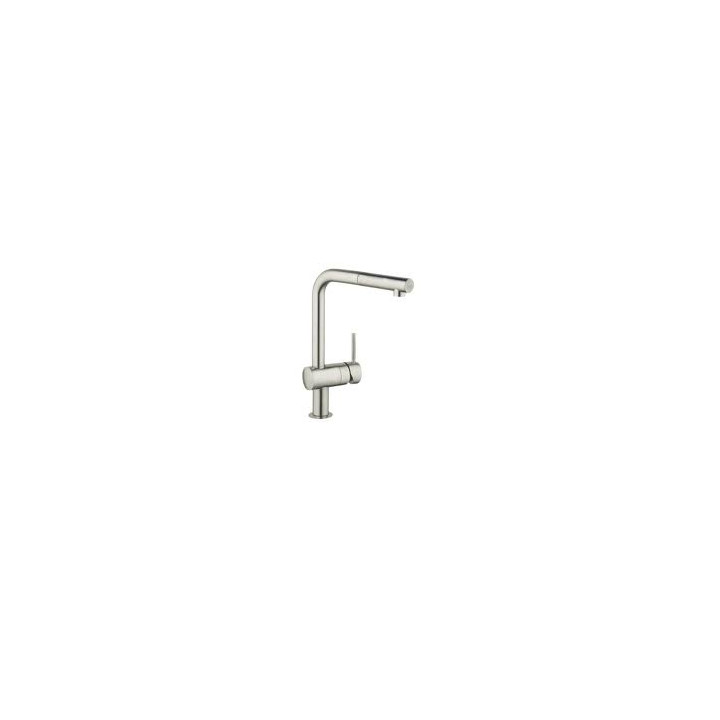Bateria kuchenna Grohe Minta z wyciąganą wylewką z perlatorem Supersteel- sanitbuy.pl