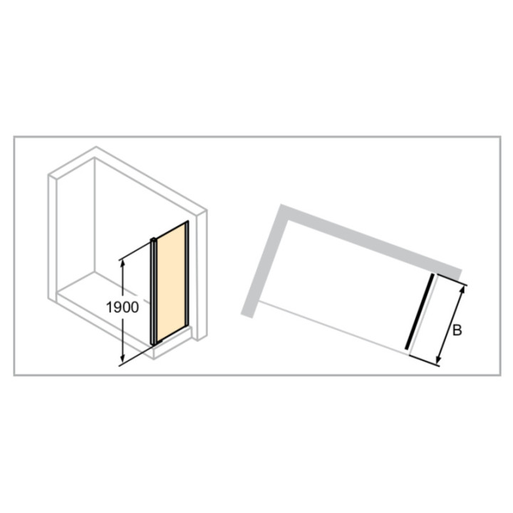 Seitenwand für Schwingtür Huppe Aura Pure, 1200mm, montaż na równi z posadzką, Anti-Plaque, silbern profil