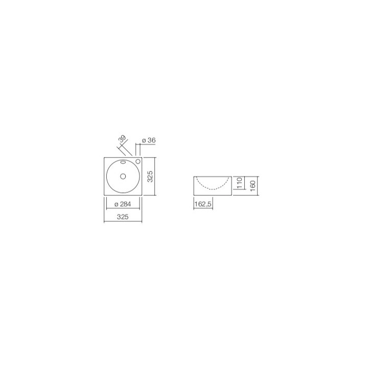 Wandwaschtisch Alape Scopio CO-Series, rund, 400mm, ohne Überlauf, WT.CO400, weiß