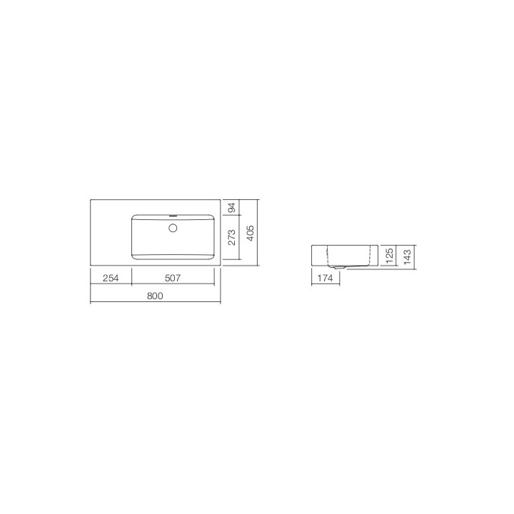 Wandwaschtisch Alape PR-Series, rechteckig, 800x405mm, z Überlauf, blat rechts, łatwa w pielęgnacji, WT.PR800.L, weiß