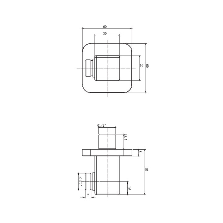 Anschlussbogen Omnires, 6x6cm, 1/2", mosiężne, schwarz