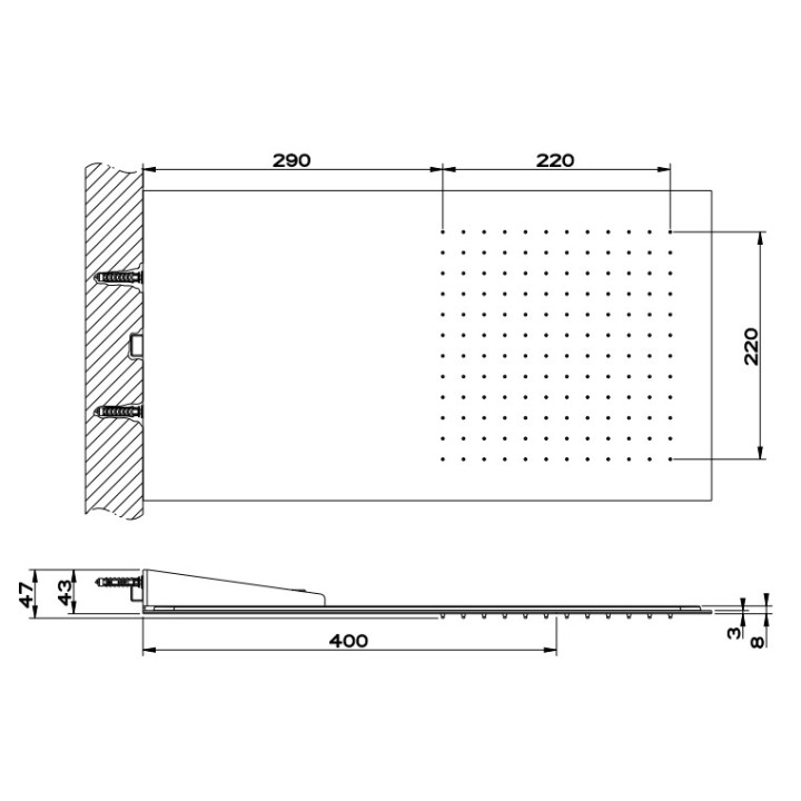 Kopfbrause Gessi Tondo 300, montaż do ściany, 3mm grubości, mirror steel