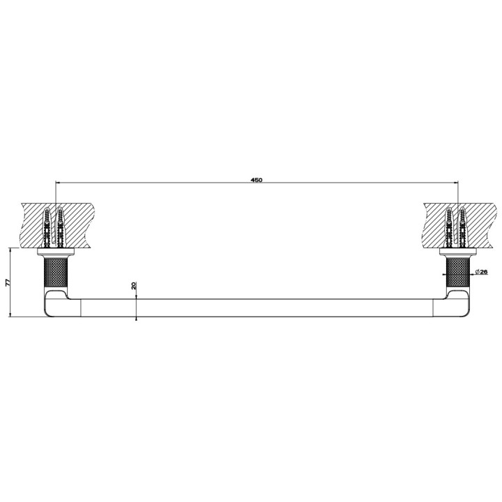 Reling Handtuch- Gessi Inciso, zur Wandmontage, 30cm, Finish Chrom