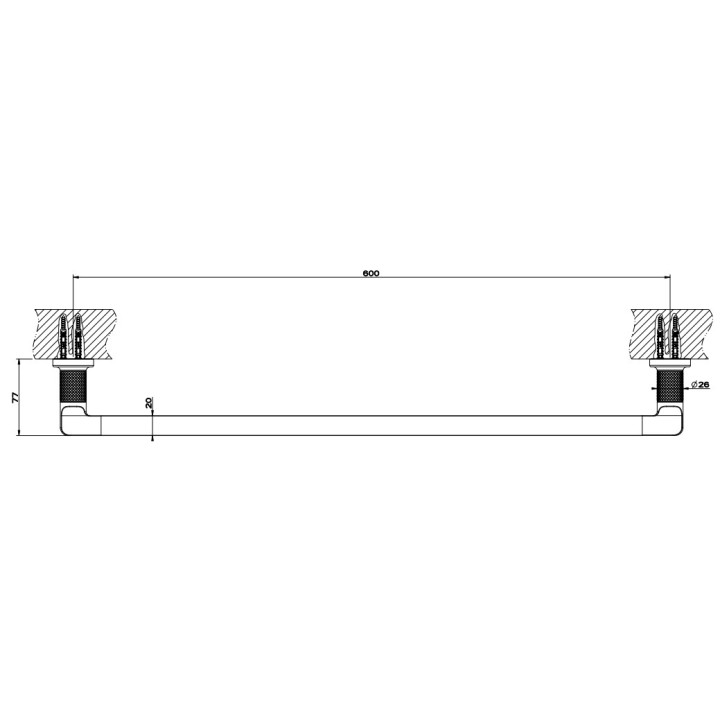 Reling Handtuch- Gessi Inciso, zur Wandmontage, 45cm, Finish Chrom
