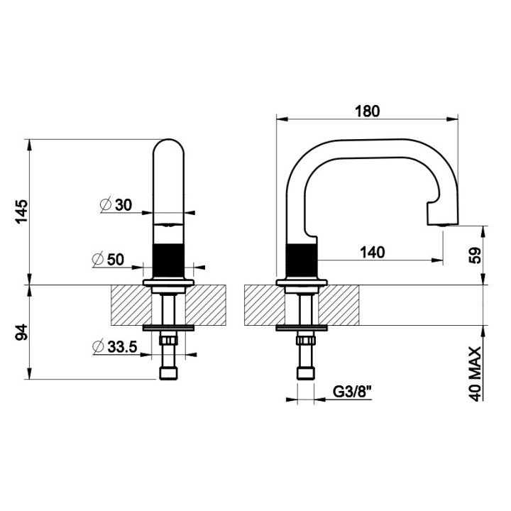 Auslauf Waschtisch- Gessi Inciso, zur Wandmontage, 255mm, Chrom