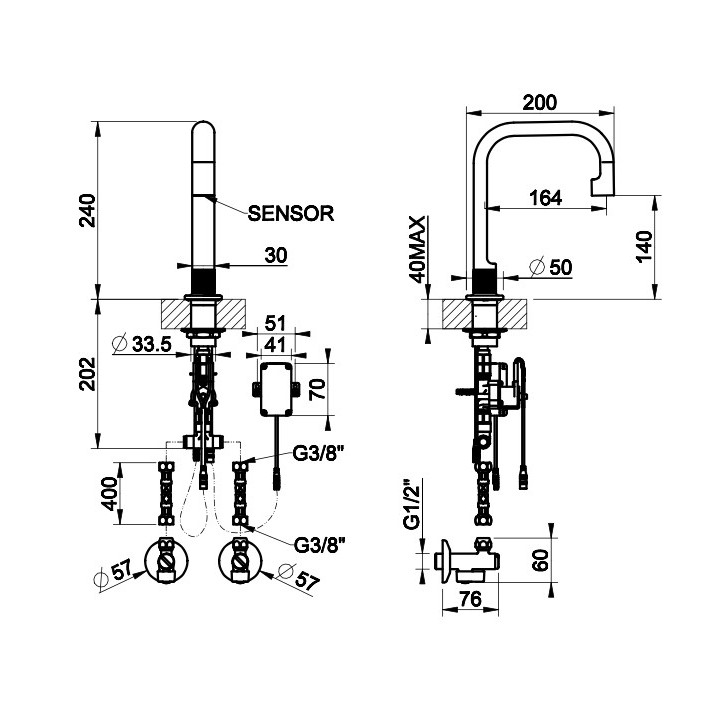 Elektronisch Waschtischarmatur Gessi Cesello, stehend, Höhe 210mm, gebürsteter Stahl