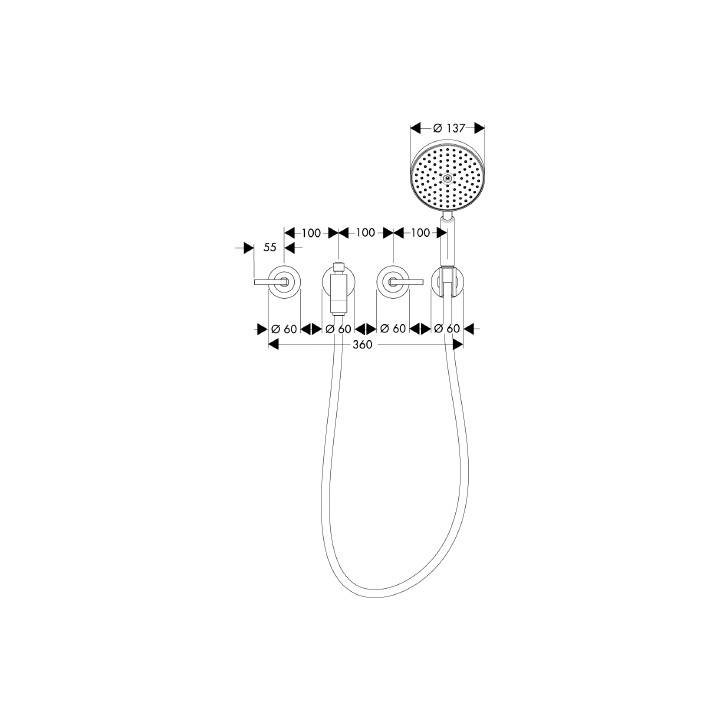 Bateria Axor Citterio wannowa 3-otworowa podtynkowa, element zewnętrzny- sanitbuy.pl