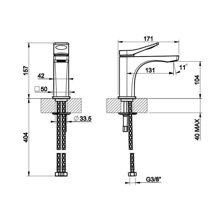 Waschtischarmatur Gessi Rilievo, stehend, Höhe 157mm, korek automatyczny, Chrom