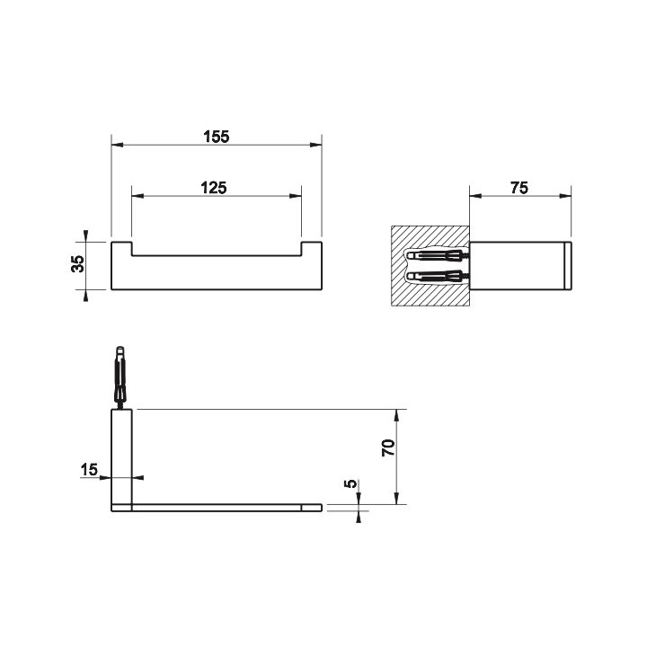 Papierhalter Gessi Rettangolo, zur Wandmontage, mit Deckel, Finish Chrom