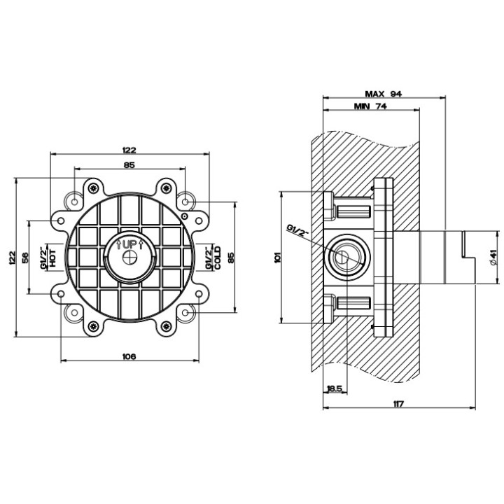 Unterputzelement Gessi, für die Armatur umywalkowych