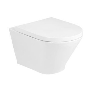 Becken abgehängt WC Roca Debba Rimless Square, 54x35,5cm, bez kołnierza, mit WC-Sitz mit Softclosing Supralit, weiß