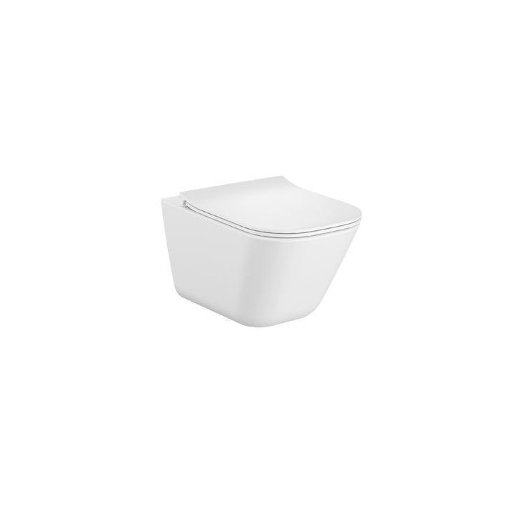 Becken abgehängt WC Roca Gap Rimless Round, 54x35,5cm, bez kołnierza, mit WC-Sitz mit Softclosing slim duroplast, weiß