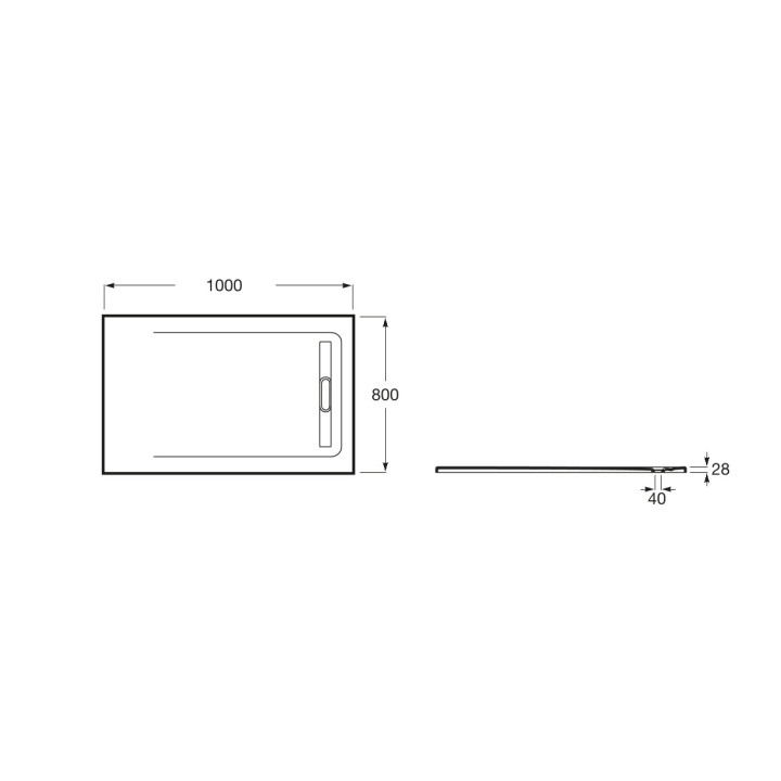 Duschwanne rechteckig Roca Aquos, 1000x800mm, ultracienki, Stonex, weiß