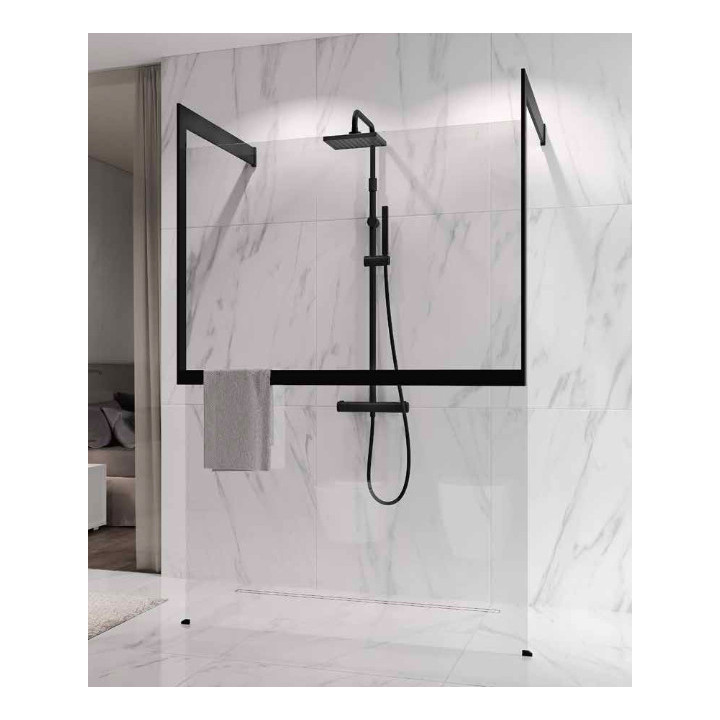 Duschwand Walk-In Novellini Kaudra HF, 114cm, mit Halter Handtuch-, weißes Profil matt