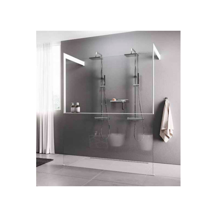 Duschwand Walk-In Novellini Kaudra HF, 114cm, mit Halter Handtuch-, weißes Profil matt