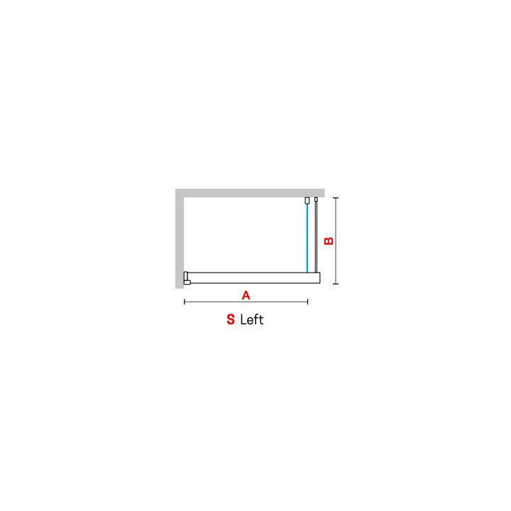 Duschwand Walk-In Novellini Kaudra HF, 154cm, mit Ablage, profil schwarz matt